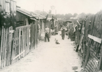 La zone. Rue de la zone avec habitants et animaux 