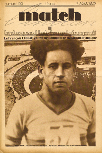 Le Français El Ouafi enlève brillamment le Marathon olympique. Match. 7 août 1920. p. 1. Presse. Collection Association Génériques