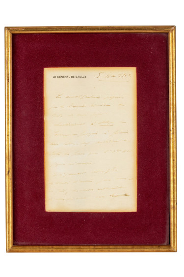 Original manuscrit d'une lettre de Charles De Gaulle
